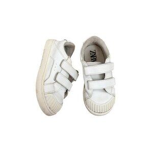 Zara Kids White Leather Velcro Sneakers Size 27